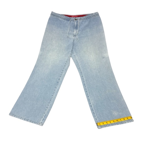 Anne Klein Women's Drawstring Jeans High Rise Wide Leg - Size XL, Light Blue - Picture 12 of 16